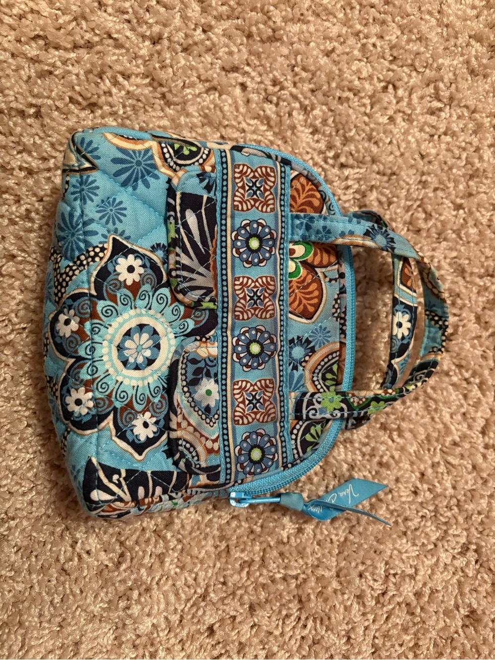 Vera Bradley Light Blue Floral Quilted Mini Bag